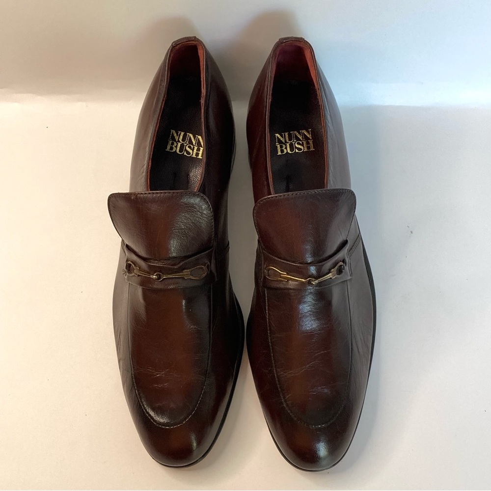 Vintage Nunn Bush Brown Leather Slip On Men's Loafers - Picture 7 of 8